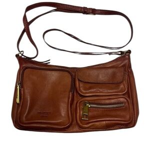 Margot Rhylee Leather Crossbody purse bag Gold Accents